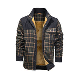 Plus Velvet Plaid Shirt - WOMONA.COM