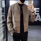 Short Casual Suede Jacket Men's - WOMONA.COM