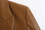 Pu Imitation Leather Suit Jacket - WOMONA.COM