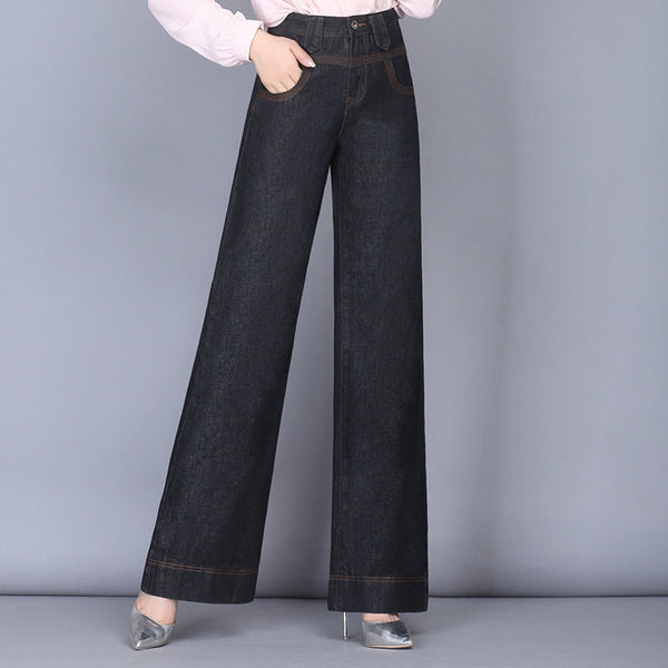 Casual Straight High Waist Loose Drape Jeans - WOMONA.COM