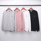 Chest Embroidered Round Neck Sweater - WOMONA.COM