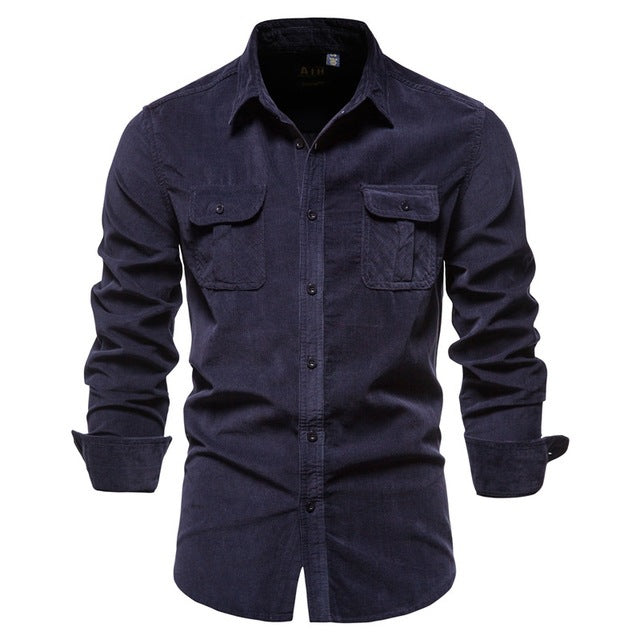 Longsleeve Blue Shirts For Men - WOMONA.COM