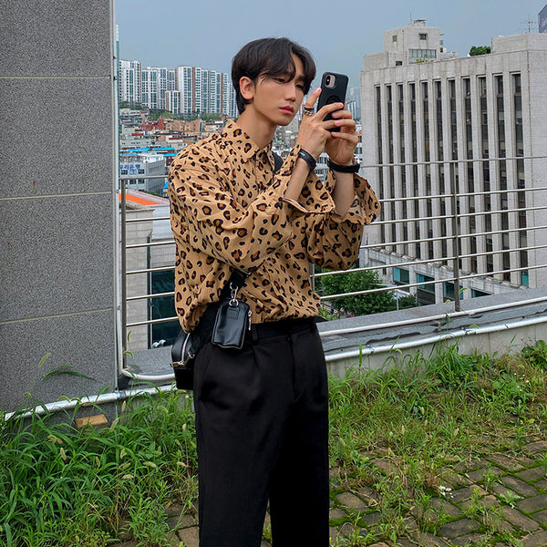 latest Style Leopard Shirt Men s - WOMONA.COM