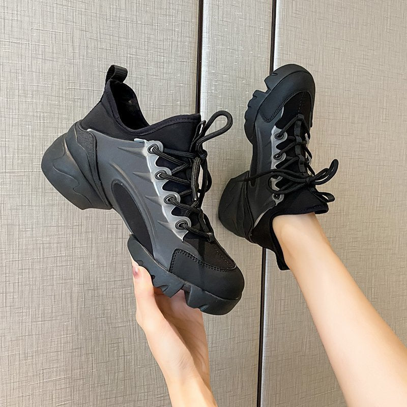Black Samurai Sneakers  Korean Style Platform Shoes - WOMONA.COM