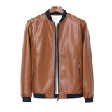 Stand-Up Collar Casual  Leather Jacket - WOMONA.COM