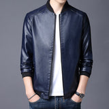 Stand-Up Collar Casual  Leather Jacket - WOMONA.COM