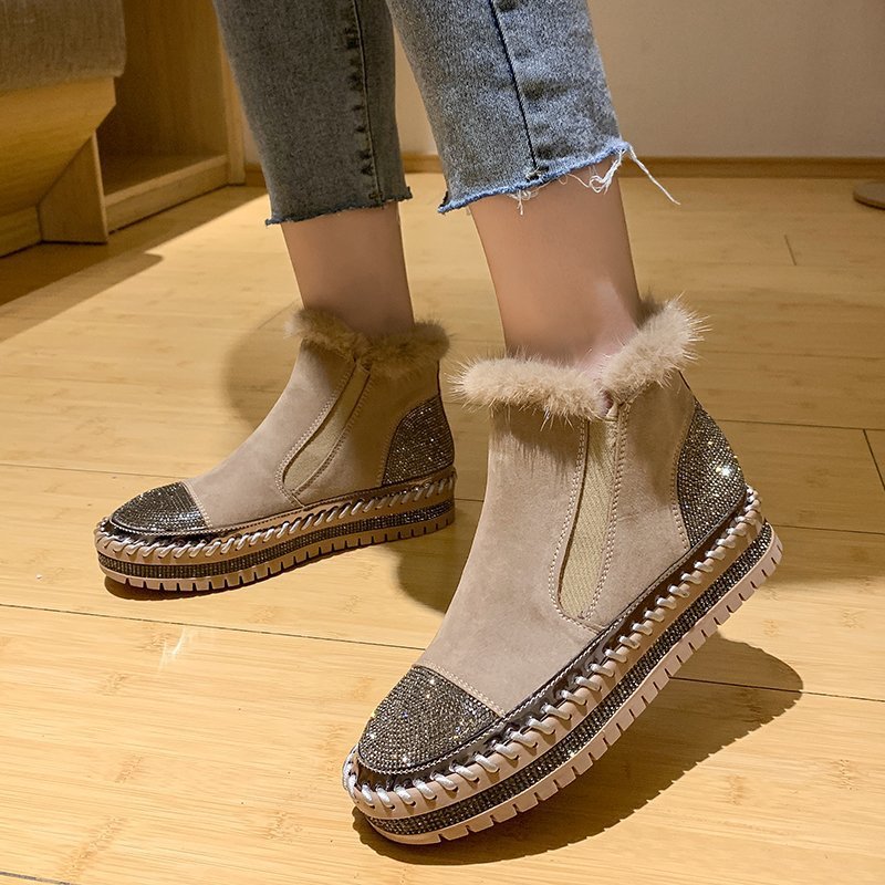 Velvet Warm Snow Boots - WOMONA.COM