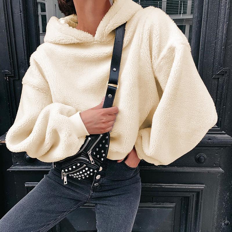 Furry Hooded Loose Coat - WOMONA.COM