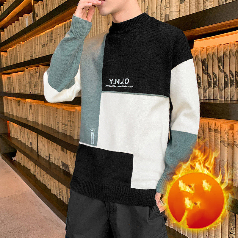 New Men's Casual Thickened Half High Sweater - WOMONA.COM