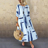 Printed Mid-Length Dress - WOMONA.COM