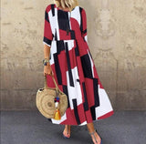 Printed Mid-Length Dress - WOMONA.COM