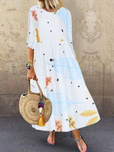 Printed Mid-Length Dress - WOMONA.COM