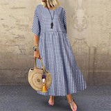 Printed Mid-Length Dress - WOMONA.COM