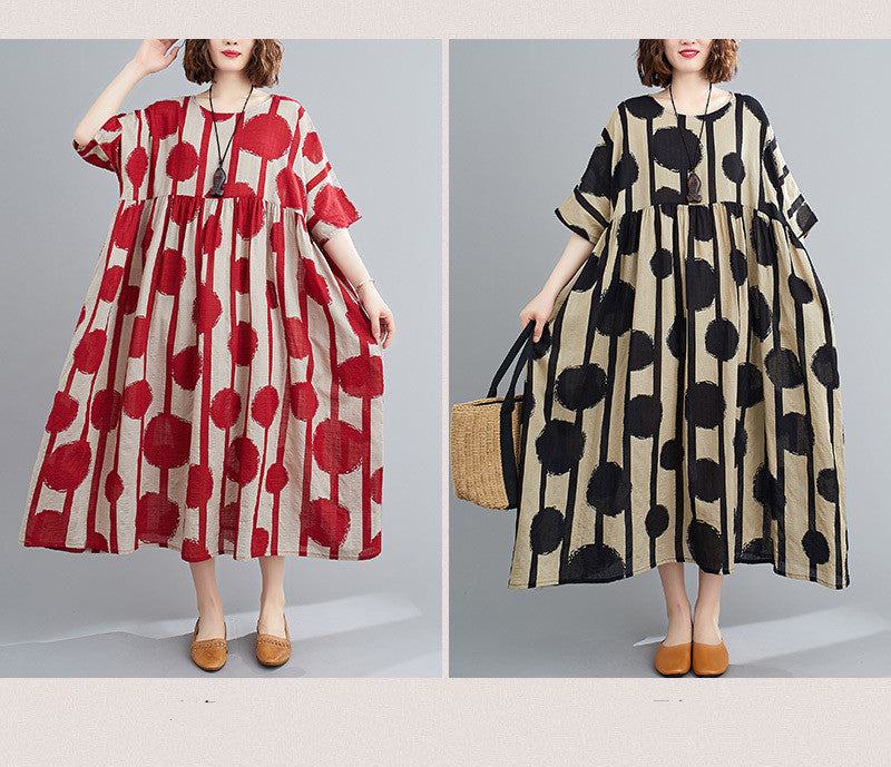 Plus Size Vintage Polka Dot Simmer Dress - WOMONA.COM