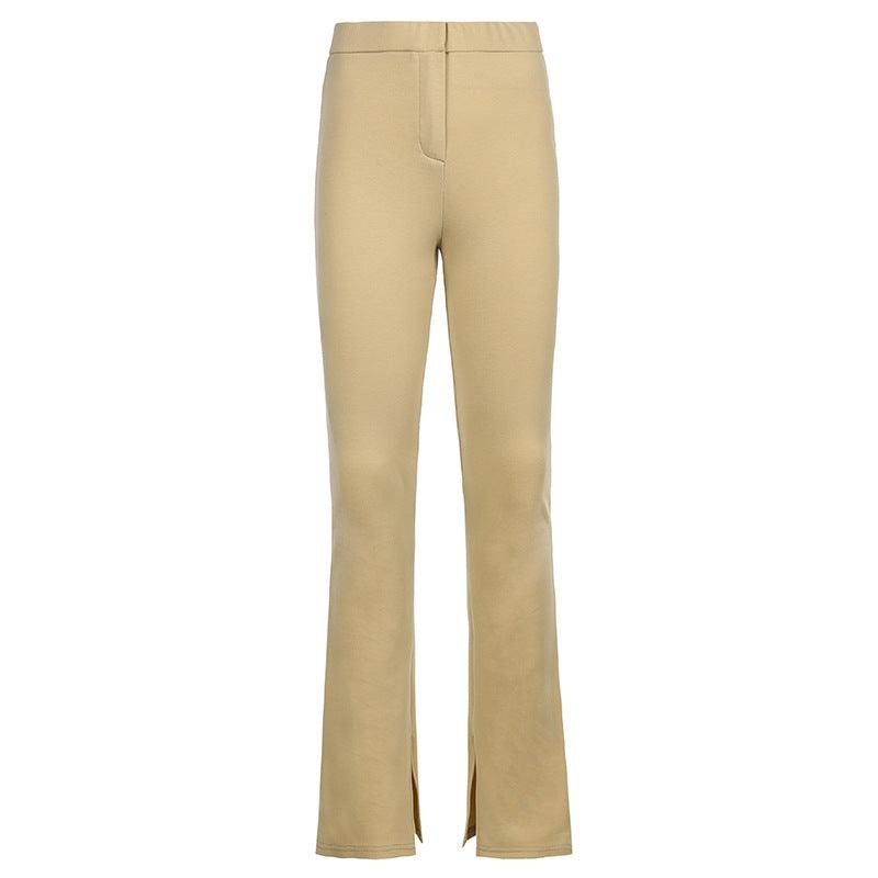 Skinny Slit Micro Trousers - WOMONA.COM