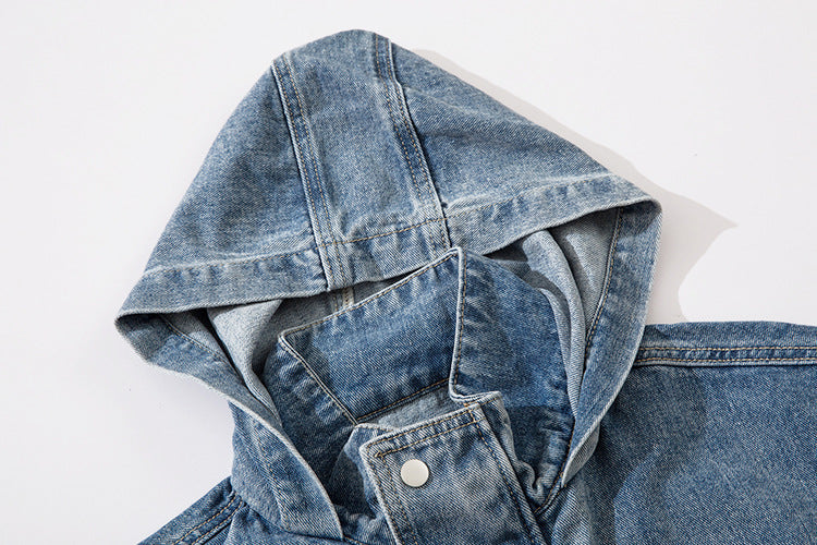 Multi-pocket Hooded BF Denim Jacket - WOMONA.COM