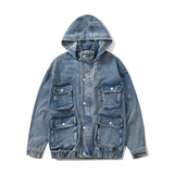 Multi-pocket Hooded BF Denim Jacket - WOMONA.COM