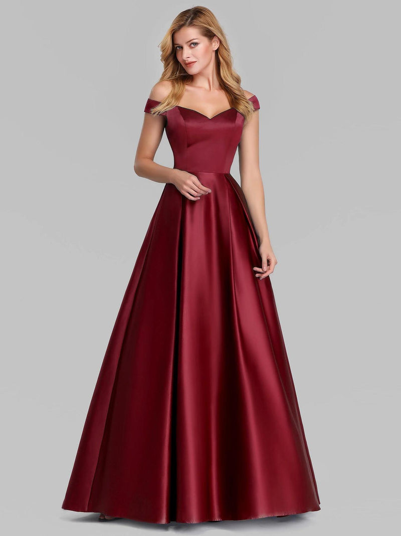 V-neck Solid Color Long Vintage Gown Dress - WOMONA.COM