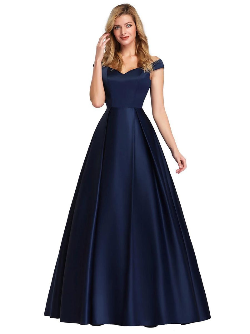 V-neck Solid Color Long Vintage Gown Dress - WOMONA.COM