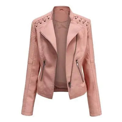 Women's Slim Lapel Faux Leather Moto Jacket – 9 Colours