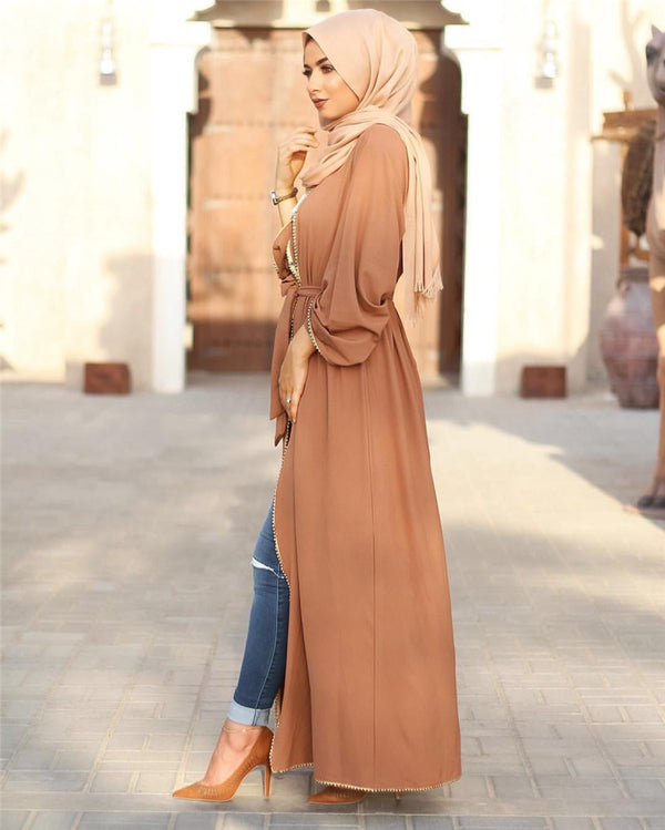 Muslim Beaded Plus Size Cardigan For Women - WOMONA.COM