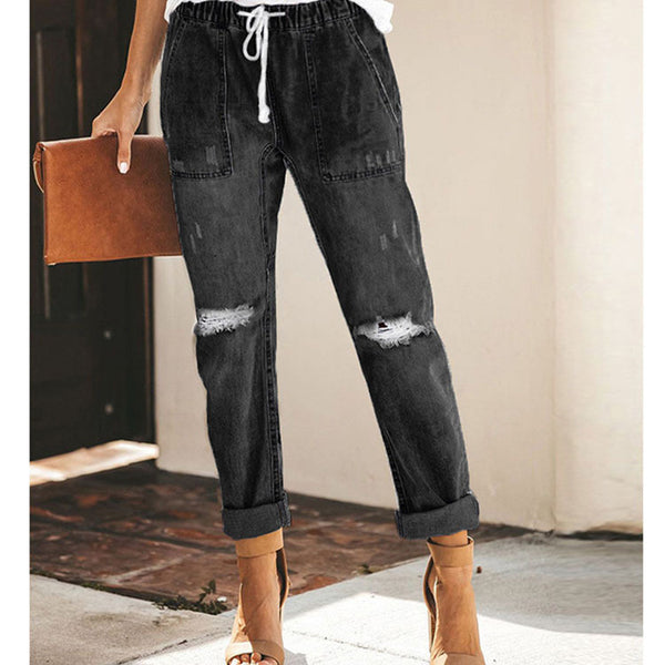 Fashion Casual Ripped Trousers - WOMONA.COM