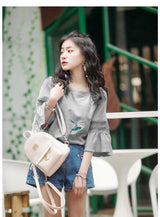 Fashion Half-Sleeved Hollow Lace Flared Sleeve Top Women - WOMONA.COM