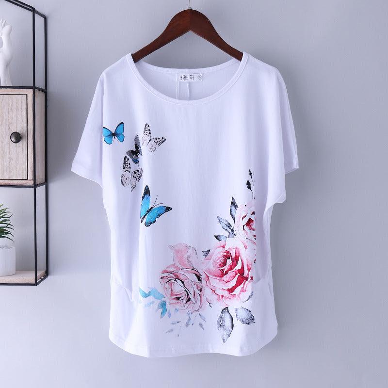 Cotton Short-sleeved T-shirt - WOMONA.COM