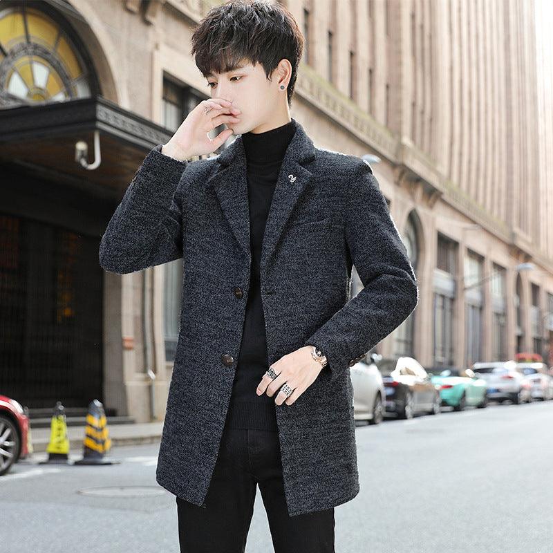Korean Style Slim Plus Size Woolen Trench Coat - WOMONA.COM