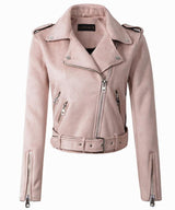 Slim-fit Suede Jacket Short Women's Leather Jacket - WOMONA.COM