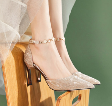 Net Red Girl Crystal Bridesmaid Wedding Shoes - WOMONA.COM