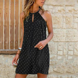 ling Hanging Neck Print Dress - WOMONA.COM