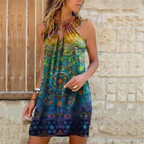 ling Hanging Neck Print Dress - WOMONA.COM