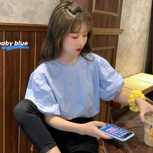 Puff Sleeve Casual Shirt - WOMONA.COM