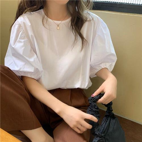 Puff Sleeve Casual Shirt - WOMONA.COM