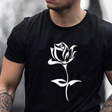 Men S Rose Print T Shirt - WOMONA.COM