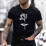 Men S Rose Print T Shirt - WOMONA.COM