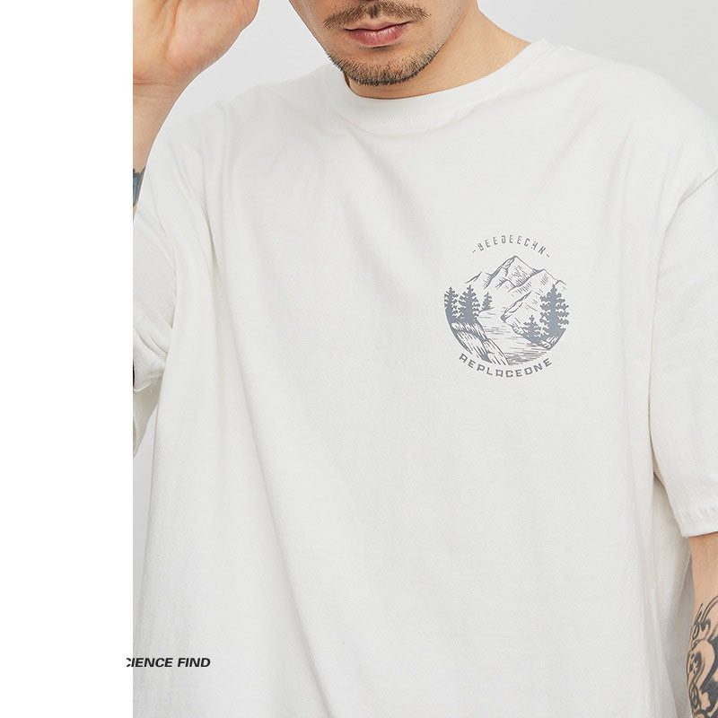 Letter Print Short Sleeve Men's T-Shirt - WOMONA.COM