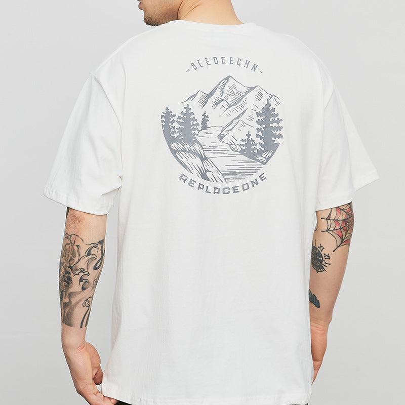 Letter Print Short Sleeve Men's T-Shirt - WOMONA.COM