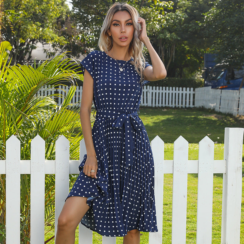 Short Sleeve Lace Up Dress For Women - WOMONA.COM