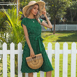 Short Sleeve Lace Up Dress For Women - WOMONA.COM