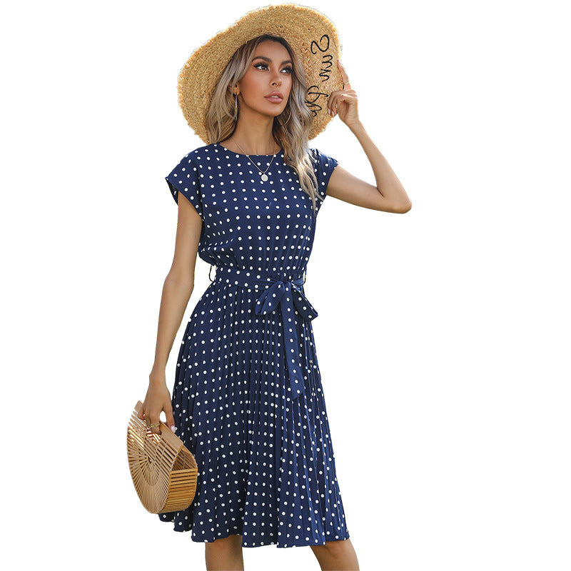 Short Sleeve Lace Up Dress For Women - WOMONA.COM