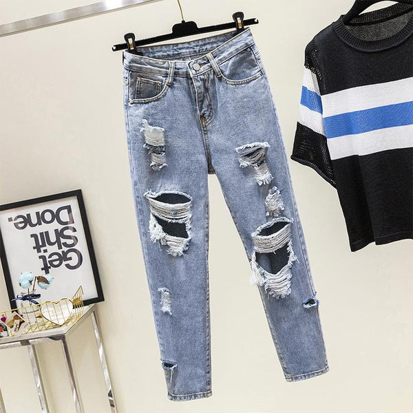 Korean Denim Harlan Cropped Pants - WOMONA.COM