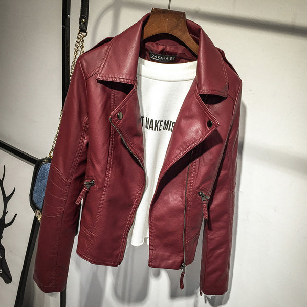 Autumn Motorcycle Leather Jacket - WOMONA.COM