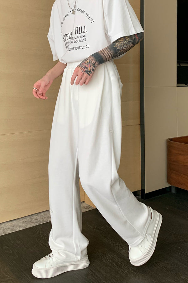 Straight Wide Mopping Pants - WOMONA.COM