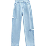 Ninth Pants Ripped High Waist Jeans - WOMONA.COM