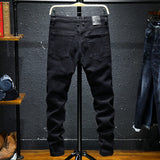 Summer New Jeans Pure Black Ripped - WOMONA.COM