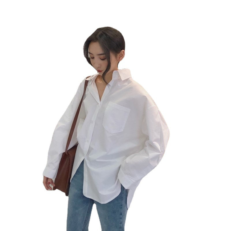 Long-Sleeved Women'S White Shirt - WOMONA.COM