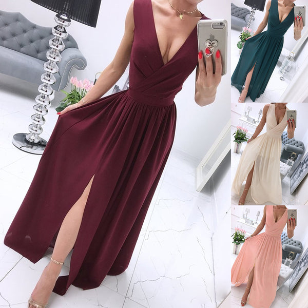 Color Sleeveless Dress - WOMONA.COM