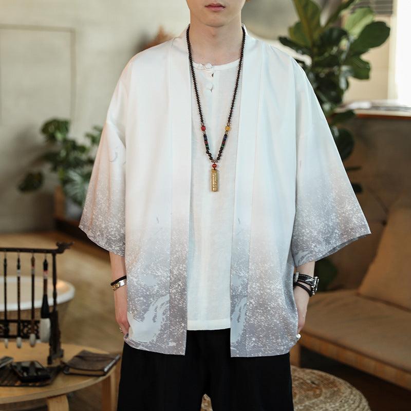 Men's Short Cardigan Trench Coat - WOMONA.COM